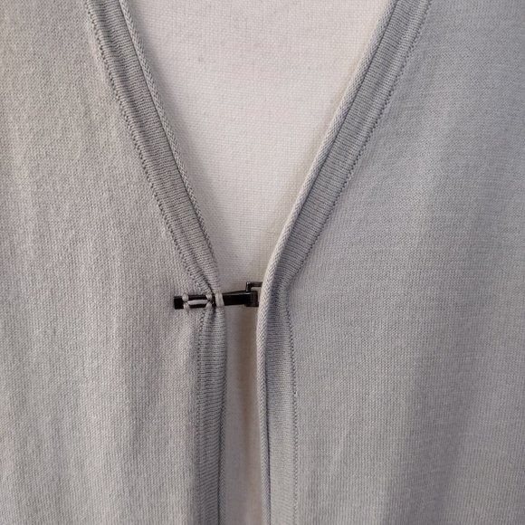 Elie Tahari Sage Gray Cotton and Silk Blend Light Cardigan Sweater - Picture 9 of 12